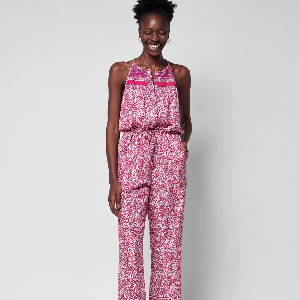 NWT Faherty Adella Jumpsuit in Sun Up Block Print Size Small